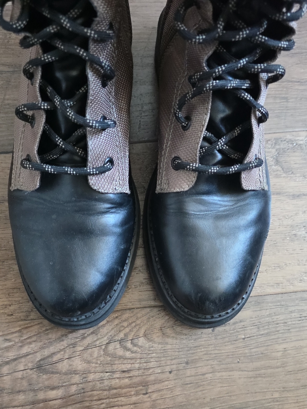 Sam & Libby Khaki-Black Lace-Up Combat Boots, Embroidered - Picture 3 of 12
